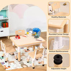 Ensemble table et 4 chaises pour enfants COZONY, table d'activités réglable en hauteur pour tout-petits avec 4 chaises, table de jeux pour activités artistiques et manuelles pour la maison