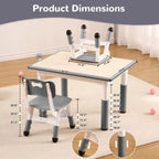 Ensemble table et 4 chaises pour enfants COZONY, table d'activités réglable en hauteur pour tout-petits avec 4 chaises, table de jeux pour activités artistiques et manuelles pour la maison
