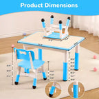Ensemble table et 4 chaises pour enfants COZONY, table d'activités réglable en hauteur pour tout-petits avec 4 chaises, table de jeux pour activités artistiques et manuelles pour la maison