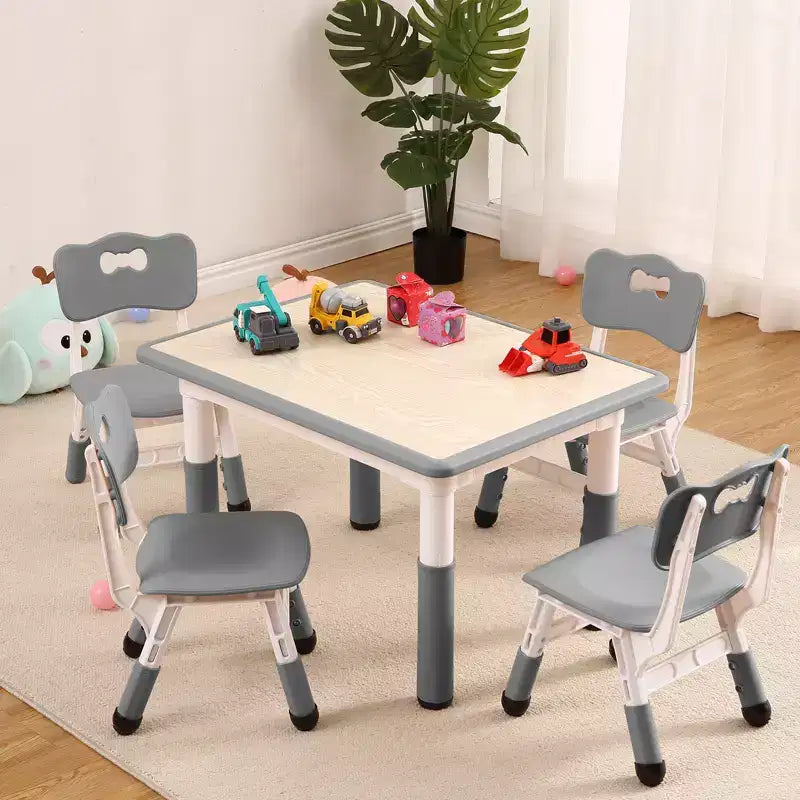 Ensemble table et 4 chaises pour enfants COZONY, table d'activités réglable en hauteur pour tout-petits avec 4 chaises, table de jeux pour activités artistiques et manuelles pour la maison