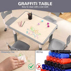 Ensemble table et 4 chaises pour enfants COZONY, table d'activités réglable en hauteur pour tout-petits avec 4 chaises, table de jeux pour activités artistiques et manuelles pour la maison