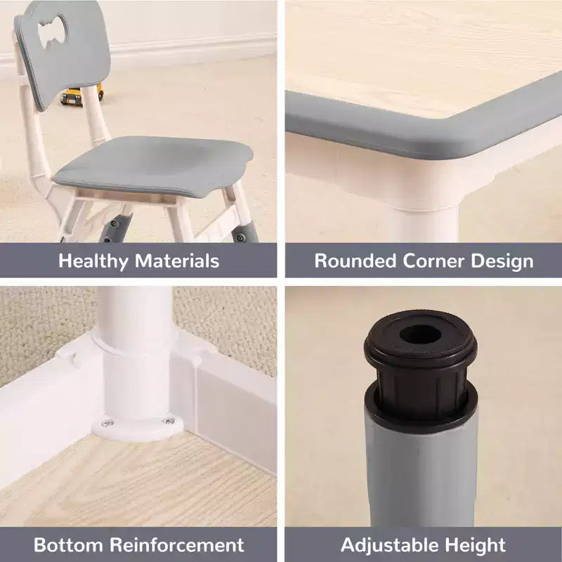 Ensemble table et 4 chaises pour enfants COZONY, table d'activités réglable en hauteur pour tout-petits avec 4 chaises, table de jeux pour activités artistiques et manuelles pour la maison