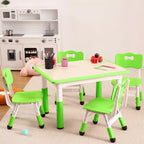 Ensemble table et 4 chaises pour enfants COZONY, table d'activités réglable en hauteur pour tout-petits avec 4 chaises, table de jeux pour activités artistiques et manuelles pour la maison