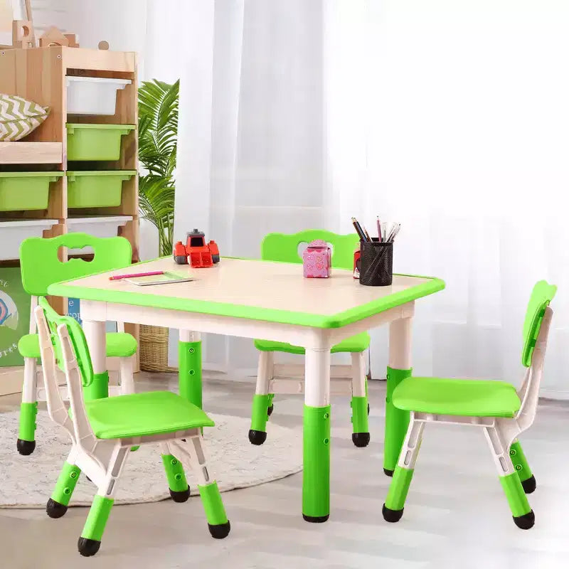 Ensemble table et 4 chaises pour enfants COZONY, table d'activités réglable en hauteur pour tout-petits avec 4 chaises, table de jeux pour activités artistiques et manuelles pour la maison