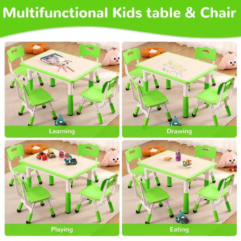 Ensemble table et 4 chaises pour enfants COZONY, table d'activités réglable en hauteur pour tout-petits avec 4 chaises, table de jeux pour activités artistiques et manuelles pour la maison