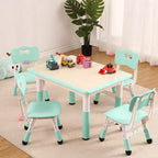 Ensemble table et 4 chaises pour enfants COZONY, table d'activités réglable en hauteur pour tout-petits avec 4 chaises, table de jeux pour activités artistiques et manuelles pour la maison