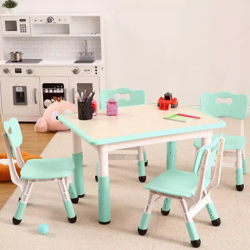 Ensemble table et 4 chaises pour enfants COZONY, table d'activités réglable en hauteur pour tout-petits avec 4 chaises, table de jeux pour activités artistiques et manuelles pour la maison