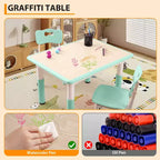Ensemble table et 4 chaises pour enfants COZONY, table d'activités réglable en hauteur pour tout-petits avec 4 chaises, table de jeux pour activités artistiques et manuelles pour la maison