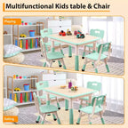 Ensemble table et 4 chaises pour enfants COZONY, table d'activités réglable en hauteur pour tout-petits avec 4 chaises, table de jeux pour activités artistiques et manuelles pour la maison