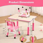 Ensemble table et 4 chaises pour enfants COZONY, table d'activités réglable en hauteur pour tout-petits avec 4 chaises, table de jeux pour activités artistiques et manuelles pour la maison