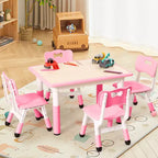Ensemble table et 4 chaises pour enfants COZONY, table d'activités réglable en hauteur pour tout-petits avec 4 chaises, table de jeux pour activités artistiques et manuelles pour la maison