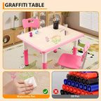 Ensemble table et 4 chaises pour enfants COZONY, table d'activités réglable en hauteur pour tout-petits avec 4 chaises, table de jeux pour activités artistiques et manuelles pour la maison