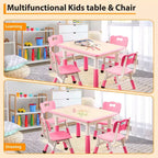 Ensemble table et 4 chaises pour enfants COZONY, table d'activités réglable en hauteur pour tout-petits avec 4 chaises, table de jeux pour activités artistiques et manuelles pour la maison