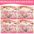 Ensemble table et 4 chaises pour enfants COZONY, table d'activités réglable en hauteur pour tout-petits avec 4 chaises, table de jeux pour activités artistiques et manuelles pour la maison