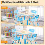 Ensemble table et 4 chaises pour enfants COZONY, table d'activités réglable en hauteur pour tout-petits avec 4 chaises, table de jeux pour activités artistiques et manuelles pour la maison