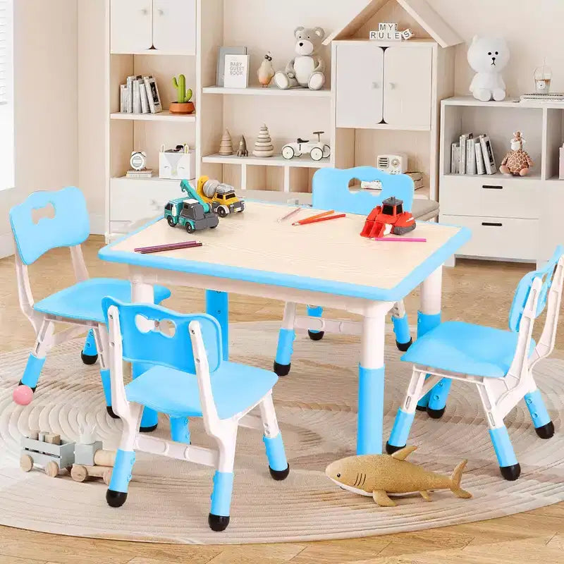 Ensemble table et 4 chaises pour enfants COZONY, table d'activités réglable en hauteur pour tout-petits avec 4 chaises, table de jeux pour activités artistiques et manuelles pour la maison