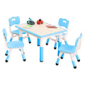 COZONY 5-Piece Kids Table and Chairs Set, Height Adjustable Toddler Activity Table with 4 Chairs , Arts & Crafts Playroom Table for Home