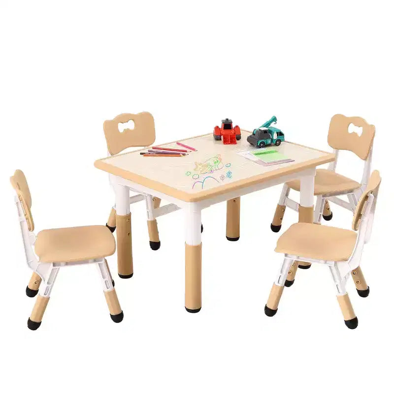 Ensemble table et 4 chaises pour enfants COZONY, table d'activités réglable en hauteur pour tout-petits avec 4 chaises, table de jeux pour activités artistiques et manuelles pour la maison