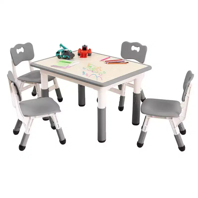 Ensemble table et 4 chaises pour enfants COZONY, table d'activités réglable en hauteur pour tout-petits avec 4 chaises, table de jeux pour activités artistiques et manuelles pour la maison