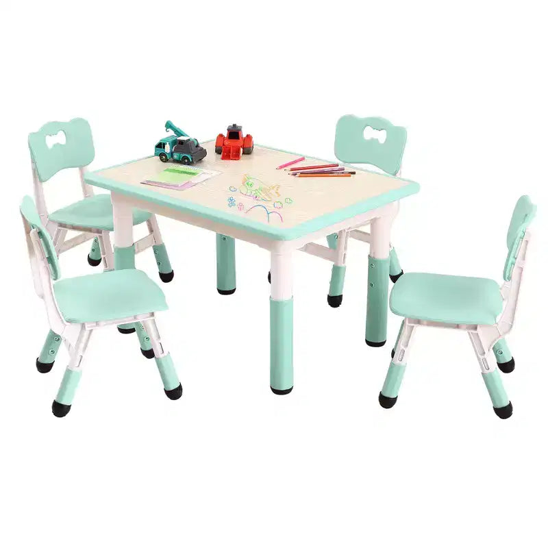 Ensemble table et 4 chaises pour enfants COZONY, table d'activités réglable en hauteur pour tout-petits avec 4 chaises, table de jeux pour activités artistiques et manuelles pour la maison