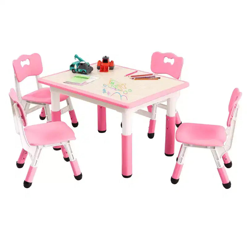 Ensemble table et 4 chaises pour enfants COZONY, table d'activités réglable en hauteur pour tout-petits avec 4 chaises, table de jeux pour activités artistiques et manuelles pour la maison