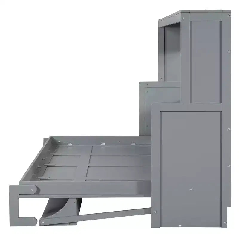 Lit escamotable mural Full/Queen avec vérin hydraulique, lit mural pliant en bois avec bureau pour chambre d'amis ou bureau