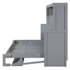 Lit escamotable mural Full/Queen avec vérin hydraulique, lit mural pliant en bois avec bureau pour chambre d'amis ou bureau