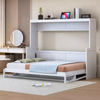 Lit escamotable mural Full/Queen avec vérin hydraulique, lit mural pliant en bois avec bureau pour chambre d'amis ou bureau