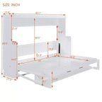Lit escamotable mural Full/Queen avec vérin hydraulique, lit mural pliant en bois avec bureau pour chambre d'amis ou bureau