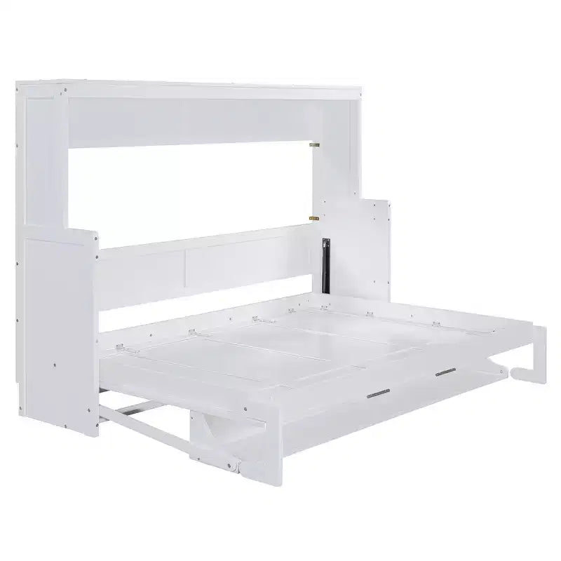 Lit escamotable mural Full/Queen avec vérin hydraulique, lit mural pliant en bois avec bureau pour chambre d'amis ou bureau