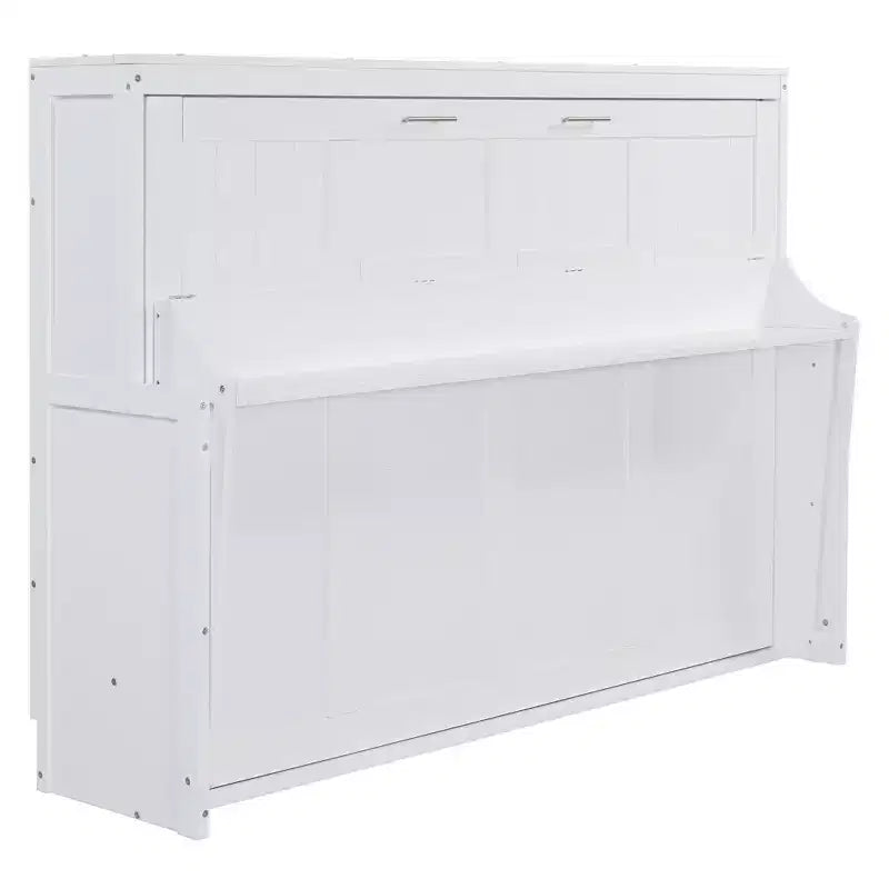 Lit escamotable mural Full/Queen avec vérin hydraulique, lit mural pliant en bois avec bureau pour chambre d'amis ou bureau