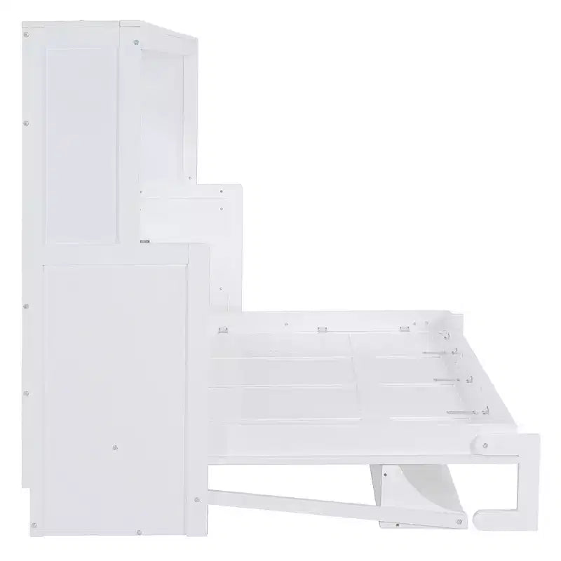 Lit escamotable mural Full/Queen avec vérin hydraulique, lit mural pliant en bois avec bureau pour chambre d'amis ou bureau