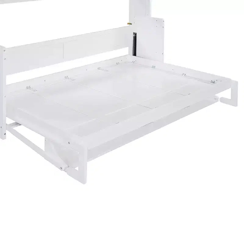 Lit escamotable mural Full/Queen avec vérin hydraulique, lit mural pliant en bois avec bureau pour chambre d'amis ou bureau