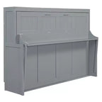 Lit escamotable mural Full/Queen avec vérin hydraulique, lit mural pliant en bois avec bureau pour chambre d'amis ou bureau