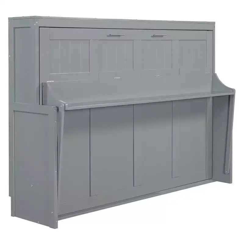 Lit escamotable mural Full/Queen avec vérin hydraulique, lit mural pliant en bois avec bureau pour chambre d'amis ou bureau
