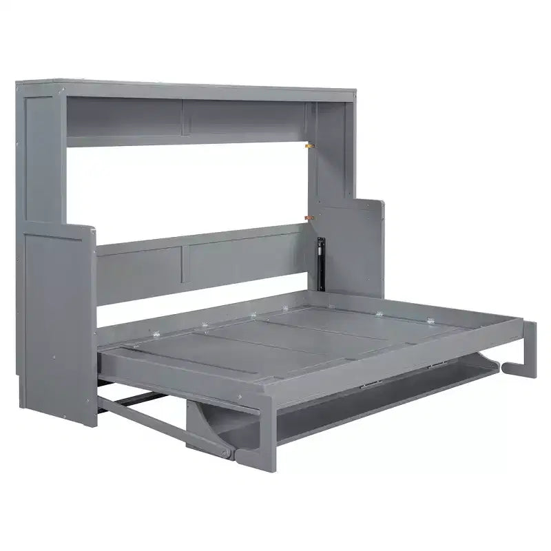 Lit escamotable mural Full/Queen avec vérin hydraulique, lit mural pliant en bois avec bureau pour chambre d'amis ou bureau