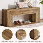 Banc d'entrée en bois Lantine de 7 po, banc d'entrée de ferme, banc de bout de lit intérieur pour salon, chambre à coucher, couloir, assemblage facile, brun chêne