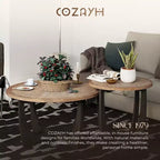COZAYH Table d'appoint ronde rustique, étagère de rangement pour salon, lot de 2