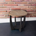 COZAYH Table d'appoint ronde rustique, étagère de rangement pour salon, lot de 2