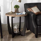 COZAYH Table d'appoint ronde rustique, étagère de rangement pour salon, lot de 2