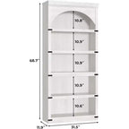Étagère arquée 5 niveaux style ferme, bibliothèque en bois de 174,5 cm de haut, étagère de rangement incurvée pour salon, bureau, chambre et décoration d'étude