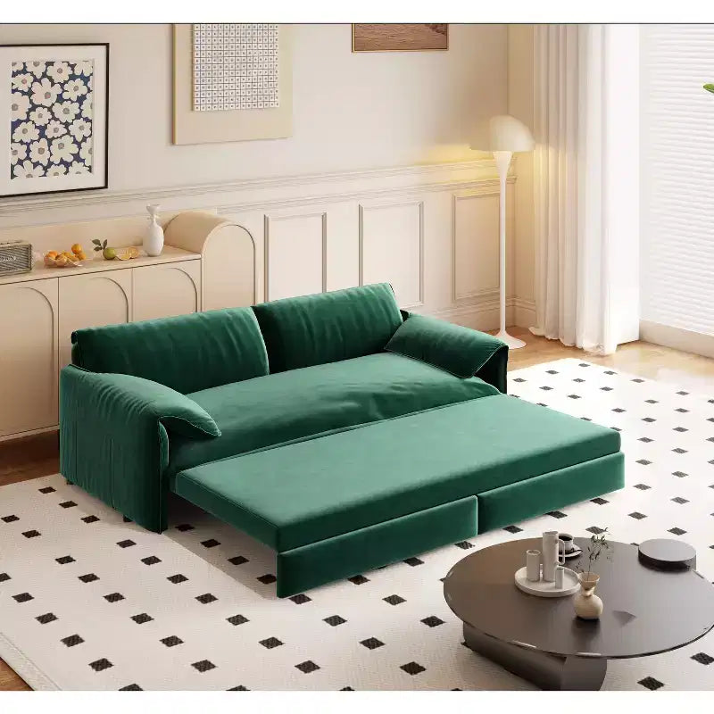 MAYEERTY Canapé-lit escamotable Queen 66, canapé-lit convertible 3-en-1 avec rangement latéral, causeuse multifonctionnelle en velours pour salon et chambre à coucher