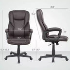 Chaise de bureau ergonomique à dossier haut, fauteuil de direction en cuir PU avec hauteur réglable et roulettes pivotantes