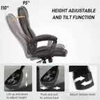 Chaise de bureau ergonomique à dossier haut, fauteuil de direction en cuir PU avec hauteur réglable et roulettes pivotantes