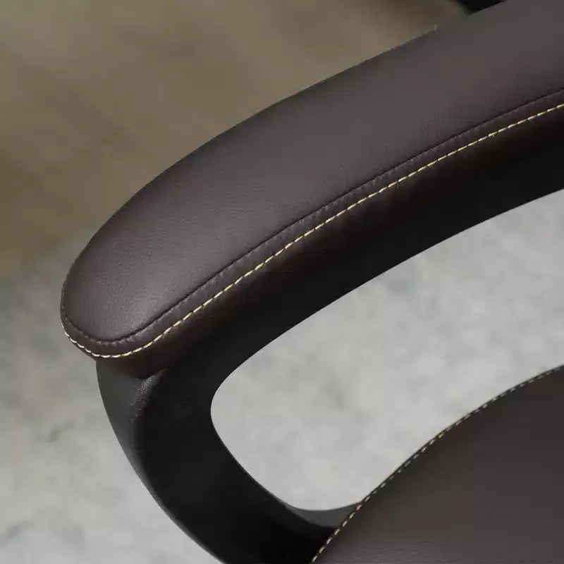 Chaise de bureau ergonomique à dossier haut, fauteuil de direction en cuir PU avec hauteur réglable et roulettes pivotantes