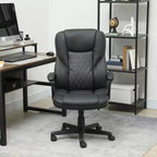 Chaise de bureau ergonomique à dossier haut, fauteuil de direction en cuir PU avec hauteur réglable et roulettes pivotantes