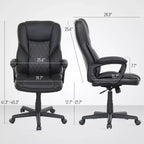 Chaise de bureau ergonomique à dossier haut, fauteuil de direction en cuir PU avec hauteur réglable et roulettes pivotantes