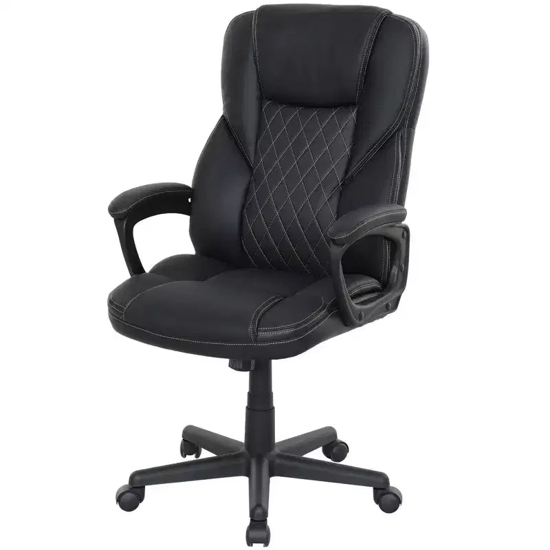 High Back Ergonomic Office Chair, PU Leather Executive Desk Chair with Adjustable Height and Swivel Wheels
