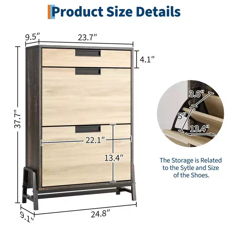 Meuble de rangement pour chaussures avec 3 tiroirs basculants, organiseur d'entrée dissimulé, étagère à chaussures étroite autoportante pour couloir et salon