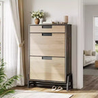 Meuble de rangement pour chaussures avec 3 tiroirs basculants, organiseur d'entrée dissimulé, étagère à chaussures étroite autoportante pour couloir et salon